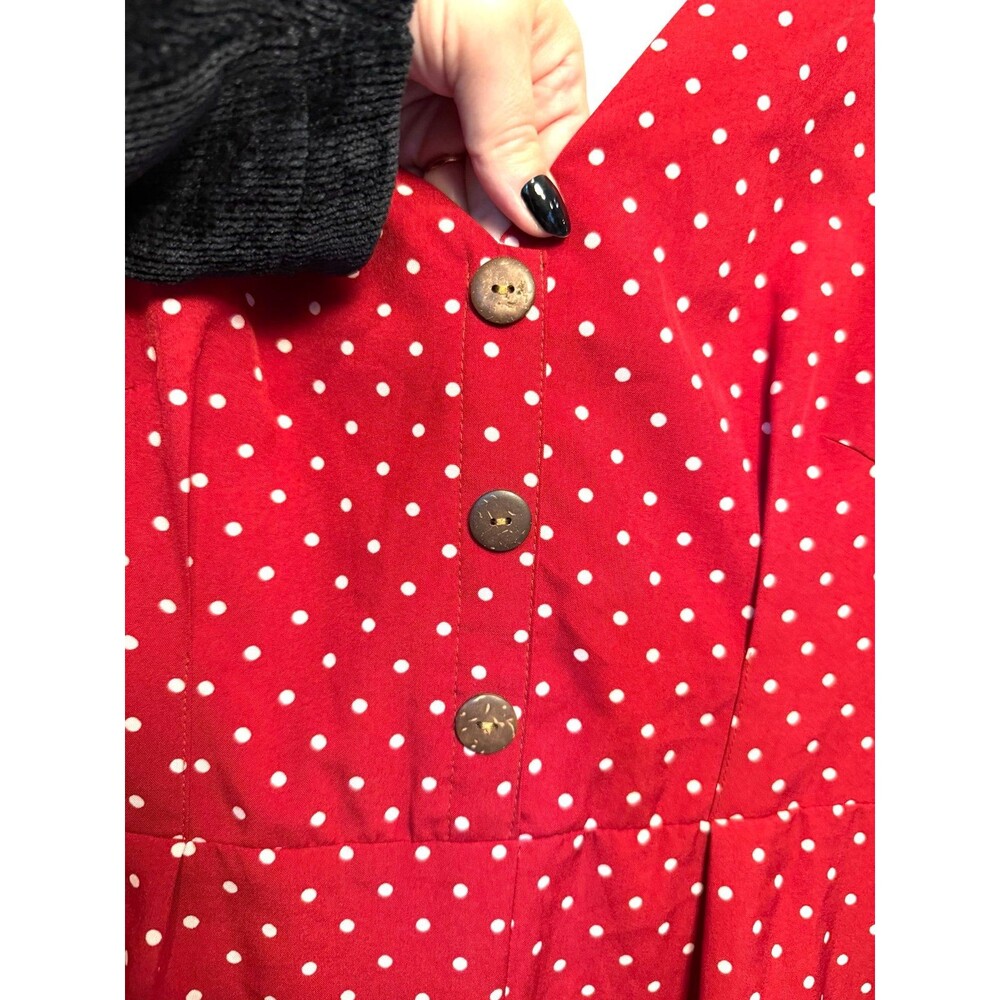 Red polkadot button up dress - Picture 6 of 12